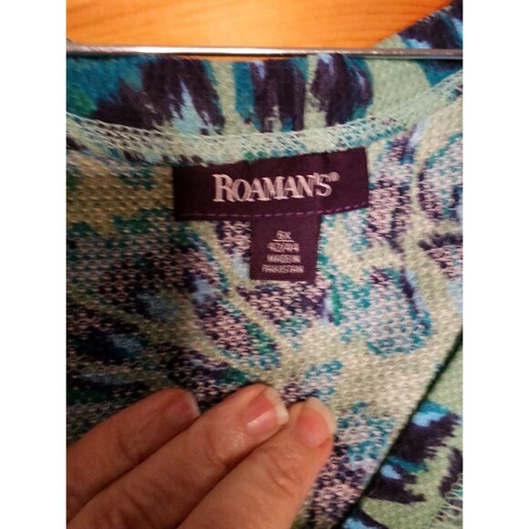 Roaman's Women's Plus Size 6X Thermal Waffle Top Shirt Henley Tunic - Picture 3 of 8